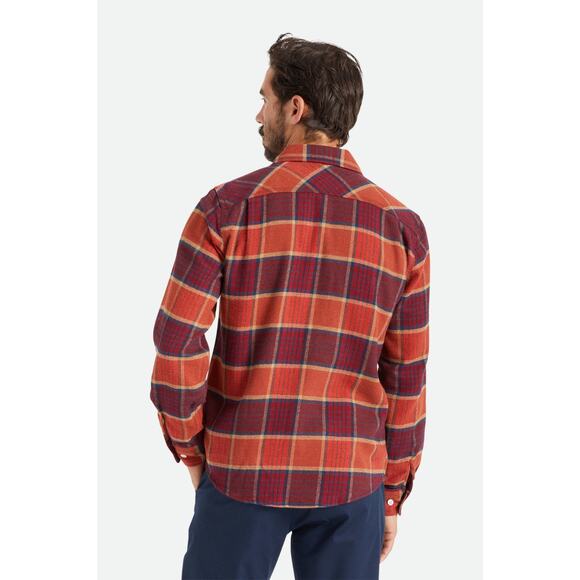 Brixton Men’s Bowery Button Down Flannel Standard Fit Size: Medium Navy Orange - Picture 2 of 9